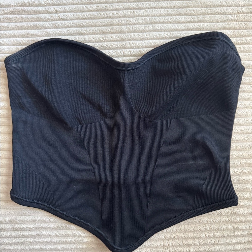 Black Strapless Bustier Top